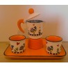 Set cafetière + 2 tasses + plateau orange EGAN